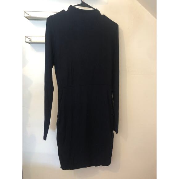 Veronica Beard EUC Women's Black Ruched Mock Neck Knit Dress M - Picture 4 of 7